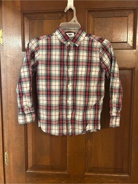 Old Navy Red & White Plaid Button-Down Shirt